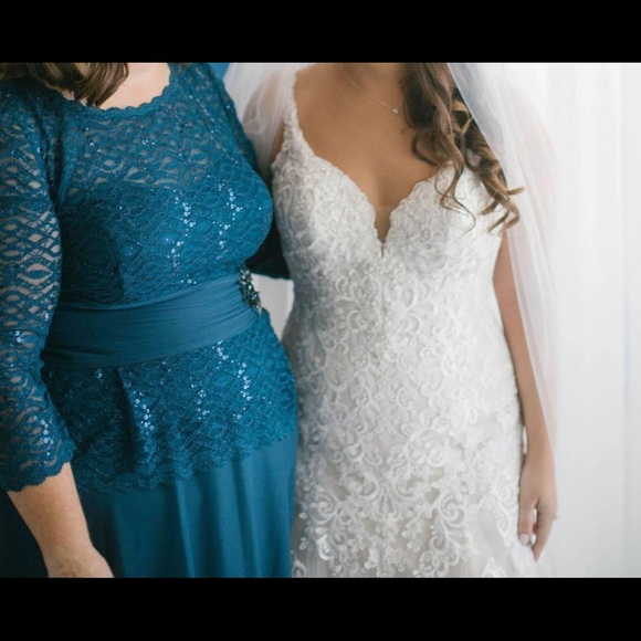 Cachet Sequin Glitter Lace Bodice Mock Two-Piece Gown - Picture 12 of 12